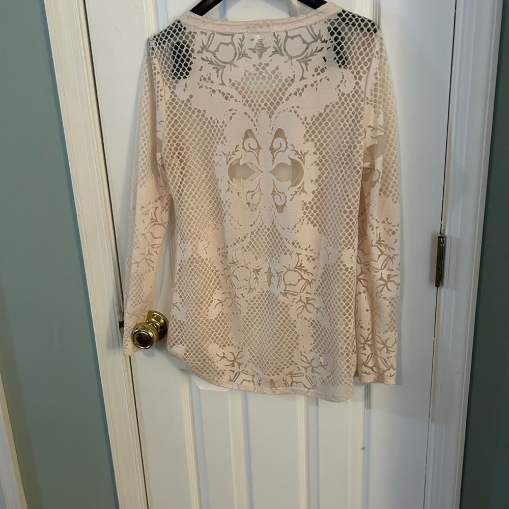 Cache Sheer Lace Blouse